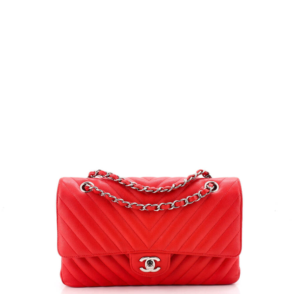 Chanel Medium Classic Double Flap Bag Chevron Caviar